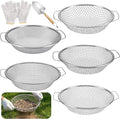 5PCS Soil Sifter, Gardening Soil Sifter with Handle Rock Compost Sifting Screen for 5 Gallon Buckets Garden Metal Sieve Strainer with Shovel 2,4,6,8,10mm Mesh Sizes Remove Stone Fine Gravel Sand Dirt