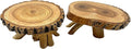 TJ Global Pack of 2 Rustic Small Tree Trunk Slices Wood Plant Stand, Mini Wooden Stool Vase Stand, Display Stand, Perfect for Home Decor in Any Room Office Garden L6 x W5 x H3 (2 Stands)