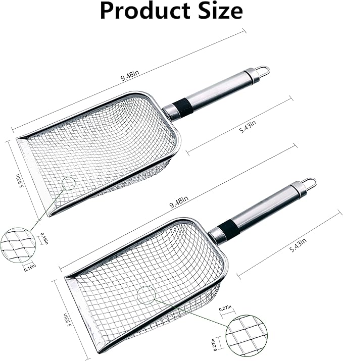 2pcs Gardening Soil Sifter with Stainless Steel Handle Sand Soil Compost Sifter 0.15/0.2 Inch Mesh Screen for Sand,Dirt, Rock,Compost,Filtration