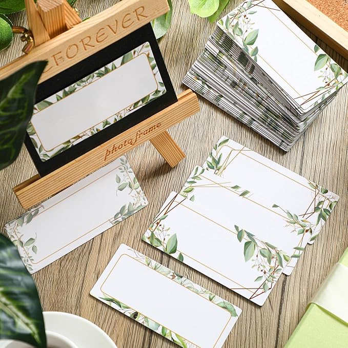 Kanayu 48 Pcs Eucalyptus Magnetic Dry Erase Labels Reusable Name Tag Plate Flexible Magnetic Label Sticker Blank Writable Card for Whiteboard Classroom Home Office Fridge (Classic,1.97 x 4.53 Inch)