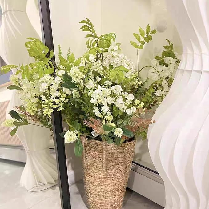 3PCS Rattan Planter, 3 Sizes Seagrass Woven Plant Basket with Waterproof Liner, Plant Baskets Indoor with Handle for Balcony Home Decoration
