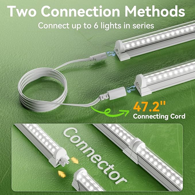 4FT Grow Lights for Indoor Plants,T8 5000K Full Spectrum Plant Light,540W(12 x 45W),LED Grow Light Strips with Timer, Aluminum Reflector,Linkable,Plant Growing Lamp Fixture for Greenhouse Indoor 12pcs