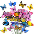 40 Pcs Butterfly Stakes, Decorative Garden Stakes, 3D Colorful Double Wings with Bendable Stick, Artificial Butterflies for Flower Bouquet Crafts, Plant Stake for Patio Yard Pot, Party Decor