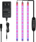 iPower 40W LED Grow Lights with Full Spectrum Plant Growing Light Strips for Indoor Plant with Auto ON/Off 3/9/12H Timer, 10 Dimmable Levels 48 LEDs Per Tude, 3 Tubes, Red&Blue