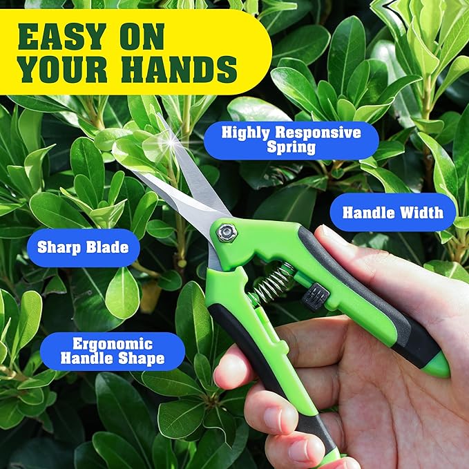 EWPJDK 4 Pack Garden Pruning Shears, Stainless Steel Garden Shears, Gardening Shears, Garden Scissors, Clippers, Pruning Snips, Pruning Shears for Gardening Tools (4PCS Yellow Orange Green)