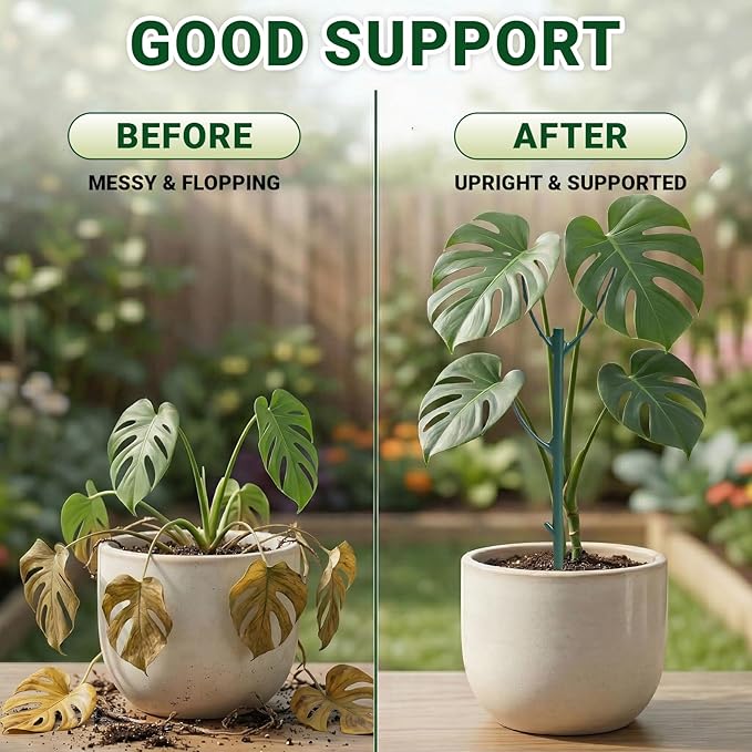 5pack Monstera Plant Support – Stackable Indoor & Outdoor Support, for Climbing Plants, Pothos & Other Small Plants, with Clamps & Other Planting Accessories, Perfect Moss Pole Replacement