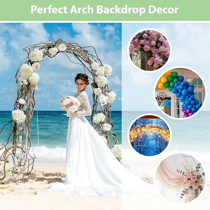 RUBFAC 7.8ft Metal Wedding Arch Frame, White Garden Trellis for Climbing Plants Outdoor, Garden Arbors and Arches Party Archway for Flower Rose Vines Birthday Bridal Christmas Decoration