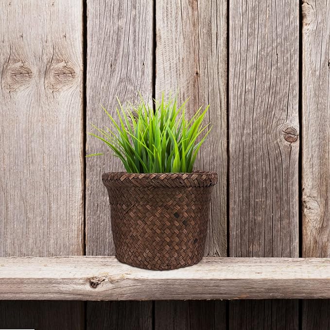 Seagrass Rattan Storage Basket Planter Basket Flower Pots Cover Plant Pots Containers Naturalstraw Flower for Indoor Outdoor Plant s Hyacinth Antique Picnic