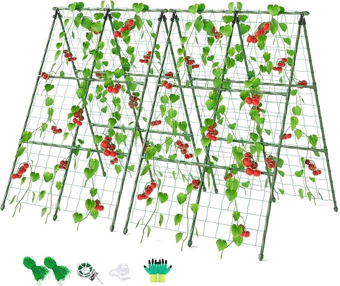 Miory Cucumber Trellis, 32"x48" 2 Pack A-Frame Trellis for Raised Bed, Garden Trellis for Climbing Plants Outdoor, Plant Support for Vegetables Vines