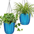 QCQHDU Hanging Planters for Indoor Plants, 2-Pack 5.7 Inch Self Watering Hanging Pots, Plastic Plant Hanger with Drainage Holes and 3 Hooks Chains for Garden Home (Klein Blue)