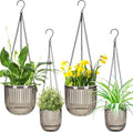 Maxcheck 4 Pcs Self Watering Hanging Planters Indoor Gift 6.5'' 4.5'' Hanging Flower Pots Baskets Outdoor Self Watering Plant with 3hooks Drainage Holes for Home