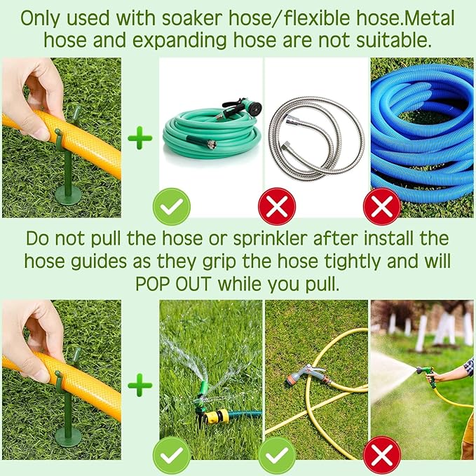 Taiyin 30 Pcs 3/4'' Garden Hose Holder Brackets Garden Guide Holder Decorative Outdoor Guide Stakes Support Spike Plant Tool to Keep Off Lawn for Yard (Green)