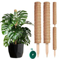 2 Pcs Small Moss Pole Monstera Plant Support Set - 15.75" Pothos Plant Climber Support with Connectable Design, Fixation Strip, Coconut Fiber Moss Poles for Monstera Plants, Money Plants, Philodendron
