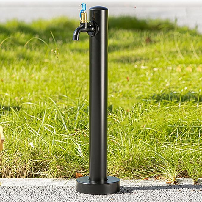 Stainless Steel Outdoor Water Column with Faucet - Durable Hose Holder Stand & Metal Pipe Extension Stake - Hydrant Water Dispenser Fountain Kit (60CM) for Garden Use
