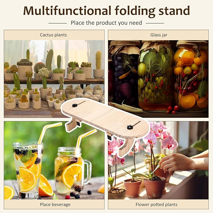 1 Pcs Natural Window Sill Plant Shelf for Plants 21.7 x 7.1 x 5.9 Inch Windowsill Extender Window Plant Floating Shelves No Drilling Wooden Bracket for Cat Perch Planters (Rounded Corner)
