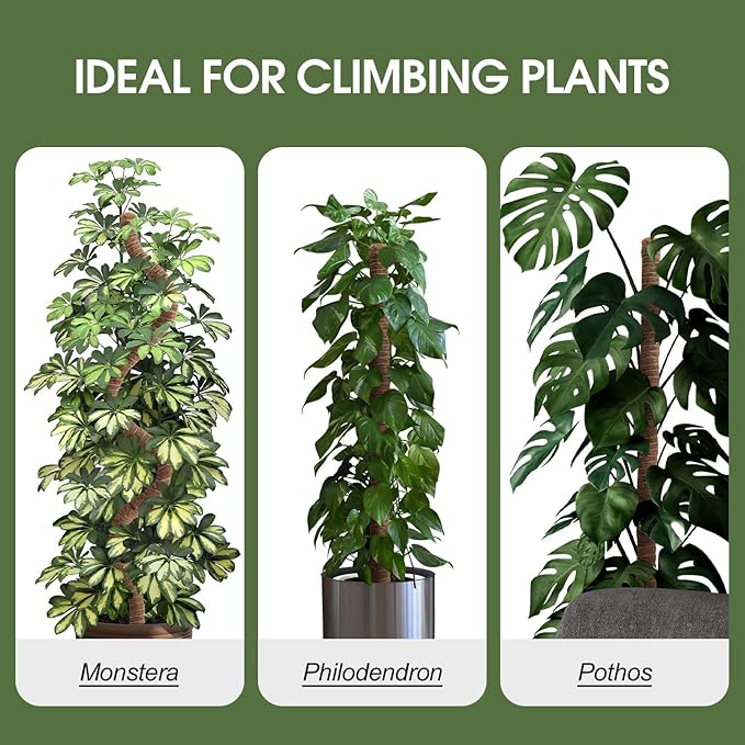 Handmade Coco Coir Moss Pole - 48 Inch Bendable Sticks Support for Climbing Plants, Monstera, Indoor Plants to Grow Upwards