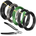 QWORK Bonsai Training Wire with Wire Cutter - 5 Rolls, Total 164 Feet Aluminum Wire 1/1.5/2.0 mm