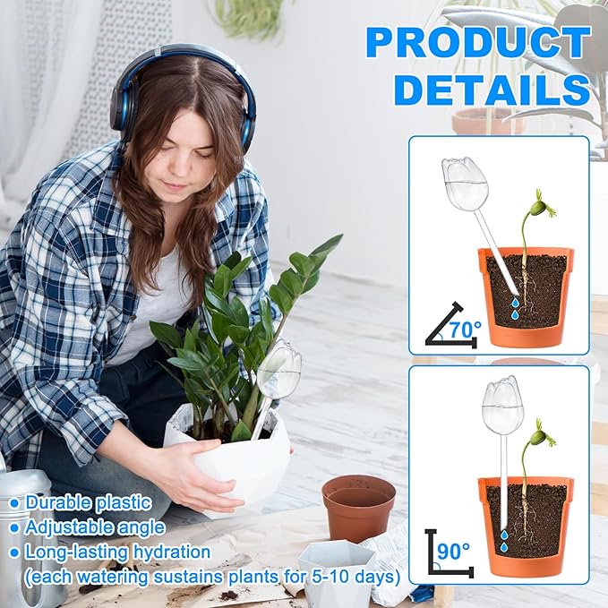 M METERXITY 4-Pack Plant Watering Globes, 9.4 Inch Plastic Self Watering Planter Insert for Indoor/Outdoor Plants, Self Water Devices [Transparent/Purple]