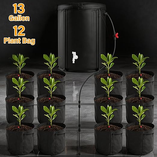 Auto Drip Irrigation System Kits for Plants, with 13 Gallon Bucket and 25W Water Pump, Automatic Watering System for Indoor and Outdoor for Grow Tent, Greenhouse, Lawn