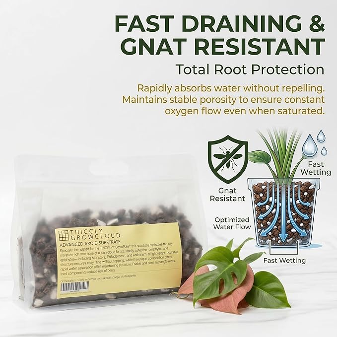 THICCLY GrowCloud Advanced Aroid Substrate with Perlite 3 Qts - Premium Sphagnum Moss Alternative GrowPoles