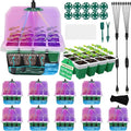 Self Watering Seed Starter Tray with Grow Light, 10-Pack 120-Cell Reusable Seed Starter Kit with Soft Silicone, Plant Germination Trays with Humidity Dome for Seeding Planting Growing