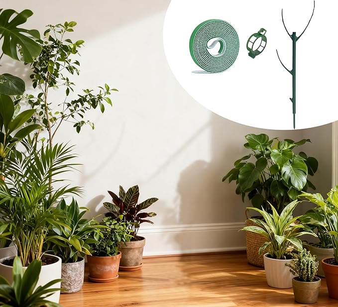 10 Pack Stackable Monstera Plant Support, Climbing Plant Support Stakes for Indoor Outdoor Plants, Moss Pole Monstera Plant Support with 2 Bundle Strap and 20 Pcs Plant Clips