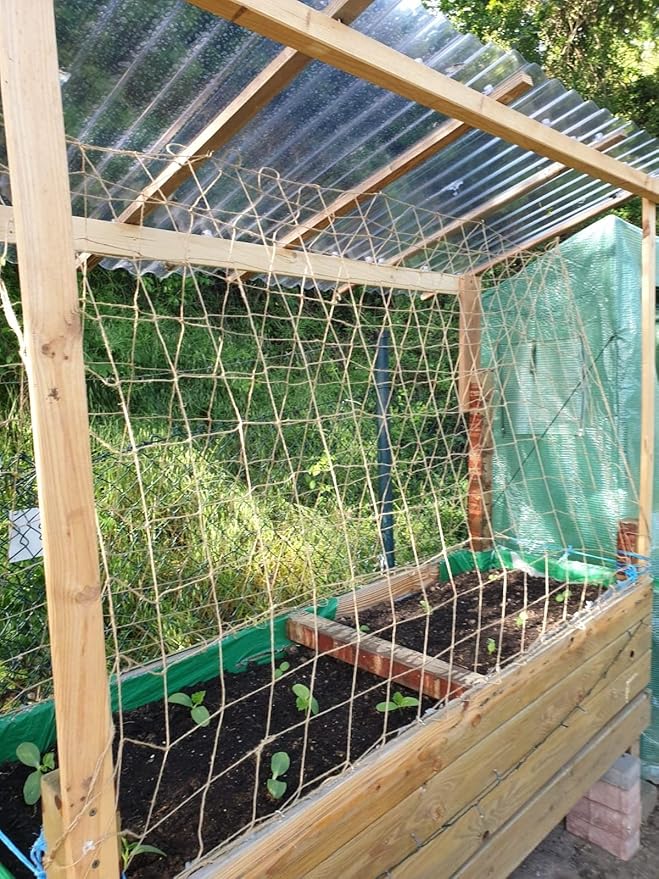 Jute Trellis Netting - Jute Netting for Garden, Heavy Duty Plant Support Netting for Climbing Plants, Cucumber, Vine, Fruits & Vegetables, Climbing Vining Plants (6.6 Ft x 9.8 Ft, 5.9 Inch Squares)
