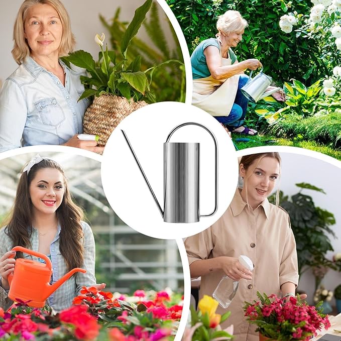 Long Spout Watering Can, 50 Oz Stainless Steel, Durable Gardening Kettle, Precise Pouring Design, Easy Handle Indoor Plant Care, Premium Plant Watering Tool, Indoor, Potted Plants, Courtyard