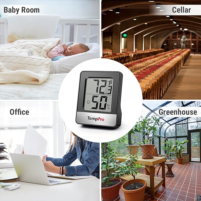 TempPro TP49 Digital Hygrometer Indoor Thermometer Humidity Meter Room Thermometer with Temperature and Humidity Monitor Mini Hygrometer Humidity Meter (Previously ThermoPro)