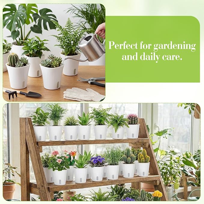 Ziliny 100 Pcs Self Watering Pots Self Watering Planters for Indoor Planters Plastic Garden Flower Pots with Level Indicator Vents for Herbs (3 Inch)