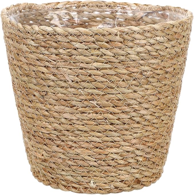 Hemoton Rattan Planter Basket Wicker Plant Flower Pot 8.7 Inch Seagrass Woven Indoor Planter for Home Decor and Succulent Plants