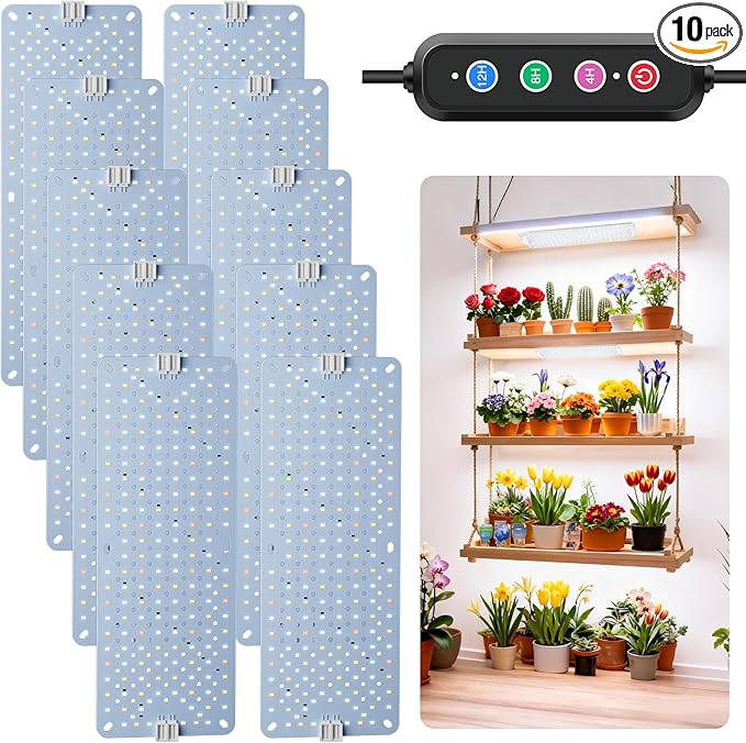 Grow Lights for Indoor Plants Full Spectrum,High PPFD 1920LEDs Plant Lights with 4/8/12/16/20H Timer, Flexible Series & Parallel Connection for Indoor Growing(10 Pack)