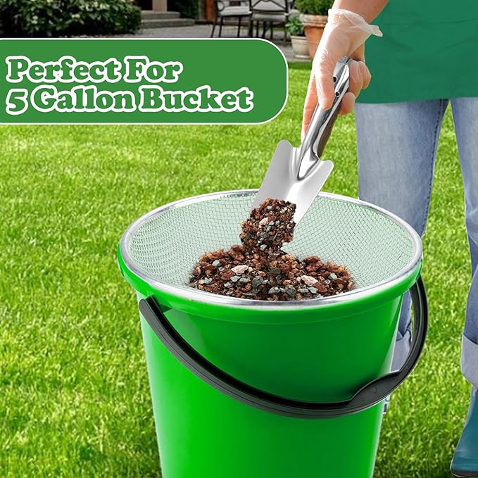 Soil, Sand, and Compost Sifter for Gardening – Sieve for Rocks, Dirt, and Organic Material – Fits 5-Gallon Buckets-1/8 in Aperture