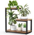 3 Tier Plant Stand Indoor, Thickened Metal Wood Corner Plant Shelf Stands for Multiple Plants, Indoor Tall Plants Stand Tiered Flower Holder for Living Room Patio Garden Balcony(Black+Brown)