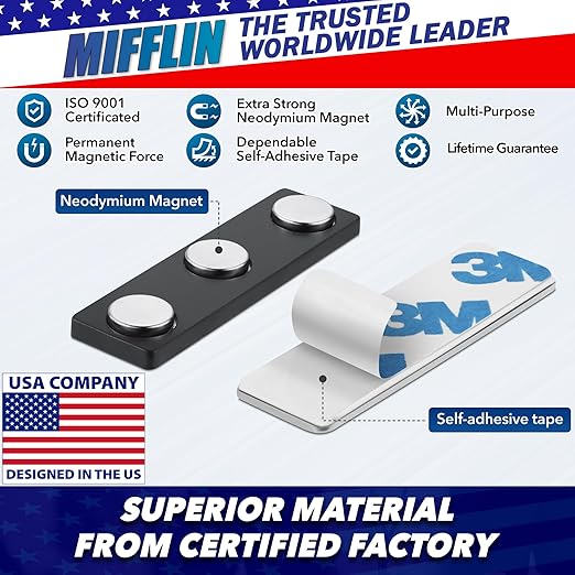 Mifflin-USA - Name Tag Magnets - 200 Pack, 1.75 x 0.5 Inches - Premium ID Badge Holder with 3 Extra Strong Neodymium Magnets