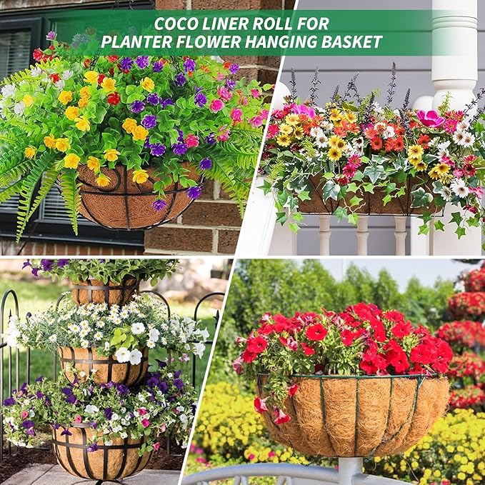 Legigo 12X80 Inch Natural Coco Liner Roll, Coconut Liners for Planter Window Box Hanging Basket, Coconut Coir Roll Coco Fiber Mat for Garden Decoration DIY Moss Poles Pet Pad Reptiles Carpet