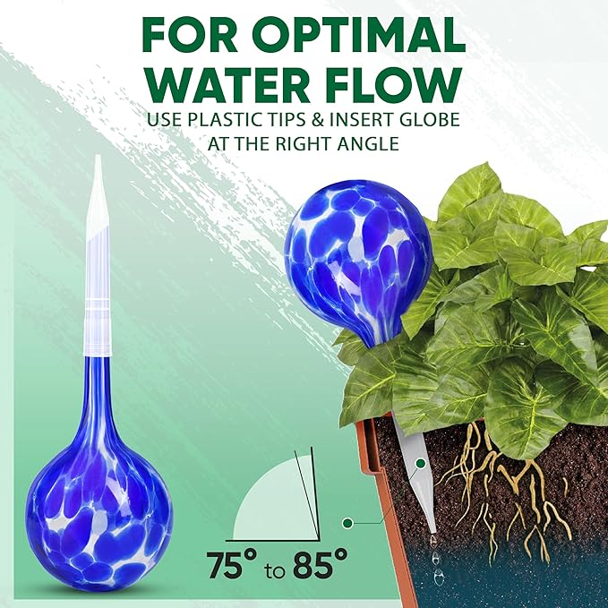 Plant Watering Globes Set of 2 - Large Self Watering Globes for Indoor & Outdoor Plants - Multicolored, Automatic, Glass Watering Bulbs for Daily Use, Plant Watering Devices