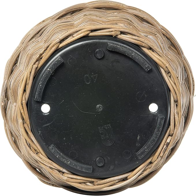 Kouboo Rattan Planter Basket with Plastic Pots Planters Flower Pots Decorative Fall planters for Front Porch Whiskey Barrel Basket Indoor Outdoor Plant Pots Small