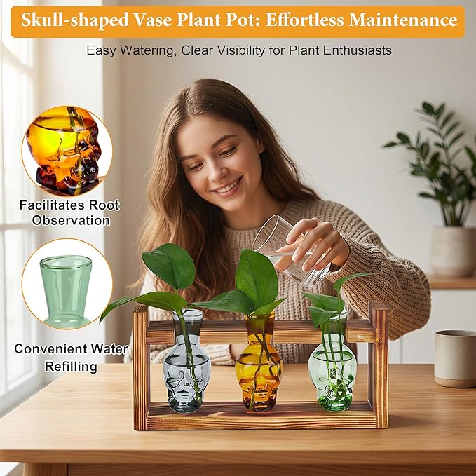 Colored Plant Terrarium Propagation Stations | Borosilicate Glass Hydroponic Vases | Ideal for Succulents, Air Plants, and Plant Cuttings | Unique Halloween Decoration | Creative Gift for Parents