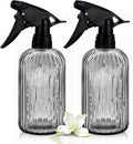 Glass Handheld Spray Bottle, 13.5oz Refillable Plant Mister Bottle 2 Pack, Water Spray Bottle with Adjustable Mist Nozzle for Outdoor Gardening, Indoor Flowers, Cleaning, Hair & Pets Care (Grey)