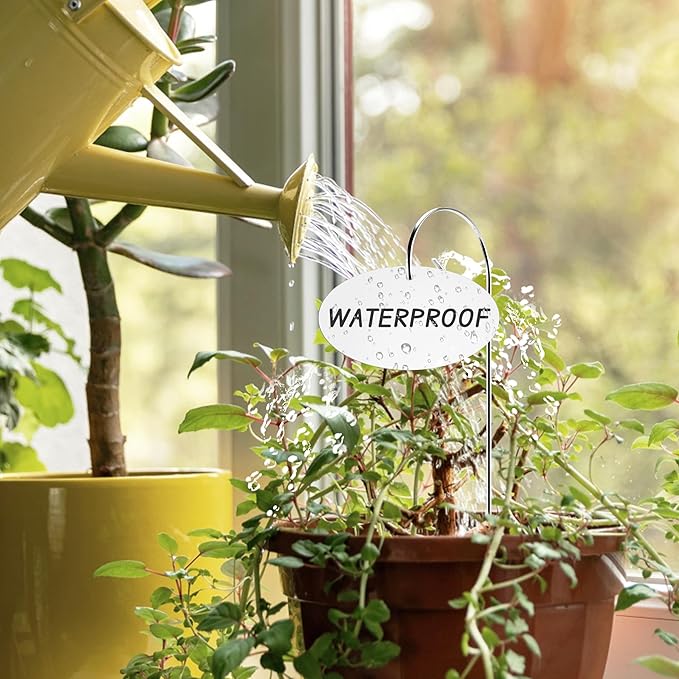 25 Pcs Plant Labels, Acrylic Plant Tags for Outdoor Garden Waterproof, Plant Labels with Stainless Steel Stake and Pen, Garden Labels for Seed, Potted Plant, Flower
