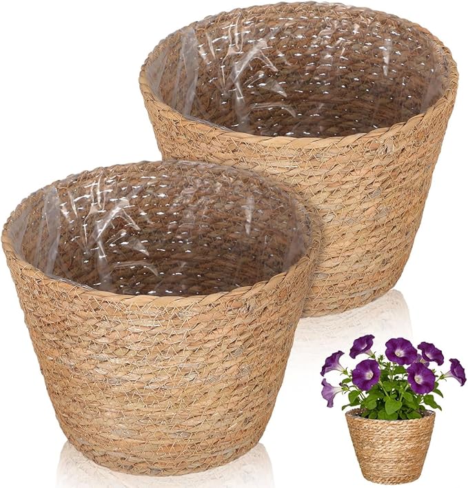 BESPORTBLE 2pcs Rattan Flower Basket Woven Plant Basket for Indoor Rustic Wall Flower Arrangement