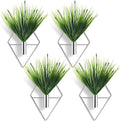 Canlierr 8 Pieces Silver Wall Decor Hanging Planters with Artificial Plants Metal Vase Indoor Aquatic Plant Holder Modern Geometric Wall Art for Home Bathroom Bedroom Living Room Office