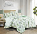Chezmoi Collection Gregory 7-Piece Serene Lodge Bed in a Bag Full Comforter Set - Green Blue Cactus Succulent Plant Printed Microfiber Bedding Set
