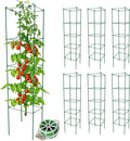 Thealyn Tomato Cages 6 Packs 57 Inches (H) Plant Stand with 164 Feet Twist Ties, Heavy Duty Garden Plants Support for Tomatoes, Cucumber, and Other Climbing Plants (Green)