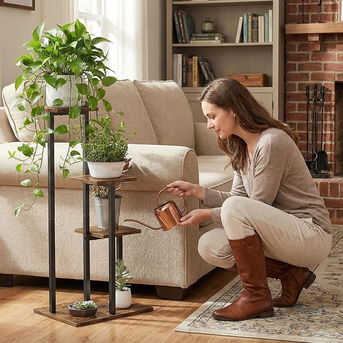 3 Tier Plant Stand Indoor, Tiered Plant Stands for Indoor Plants Multiple, Corner Flower Stand for Living Room, Multi-Layer Vintage Design Plant Shelf