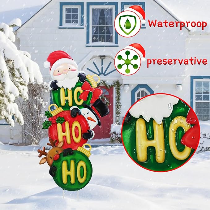 3 Pack Metal Christmas Yard Signs Decor for Multiple Stacked,Voumsil Christmas Yard Stakes Ball Fall Yard Decor for Outside Garden Lawn Porch
