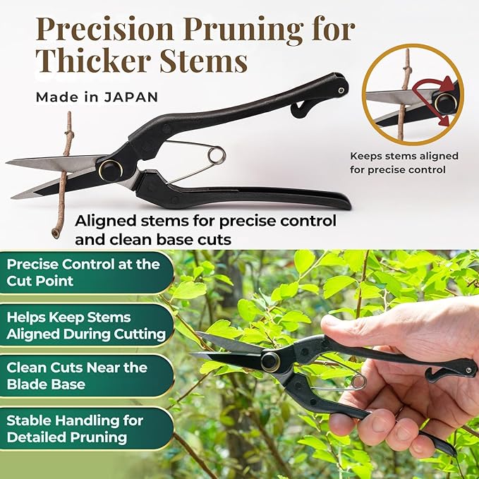 Wablade Japanese Single Blade Pruning Shears, Hand Pruner for Thicker Stems & Controlled Cutting, Garden Shears for Plants & Shrubs, 0.4" (10 mm), Made in Japan (Single-blade)