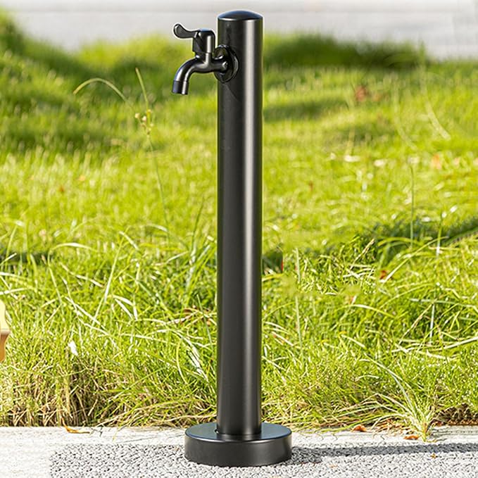 Stainless Steel Garden Hose Holder with Faucet - 60CM Outdoor Water Column, Metal Water Pipe Extension, Hydrant Dispenser for Fountain & Garden Features