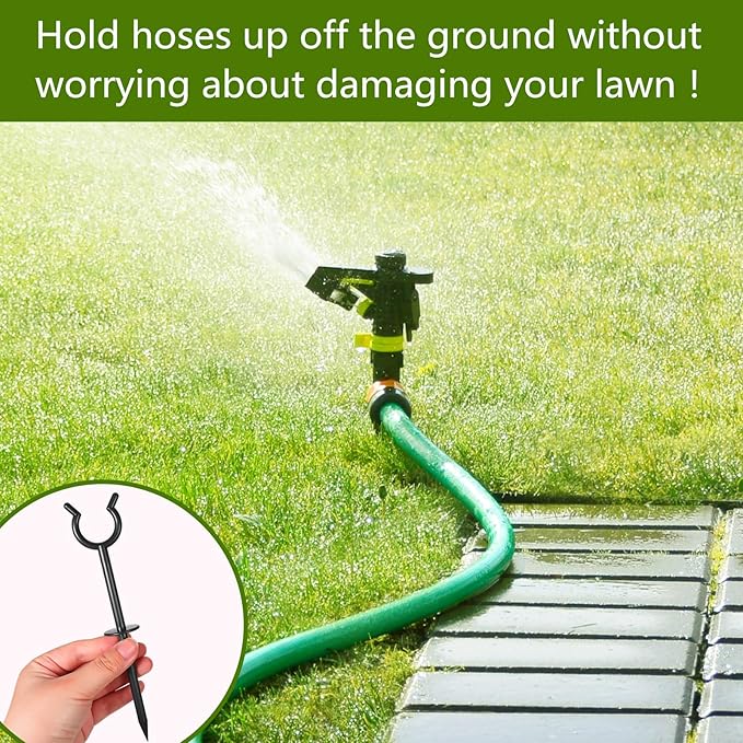 Taiyin 30 Pcs 3/4'' Garden Hose Holder Brackets Garden Guide Holder Decorative Outdoor Guide Stakes Support Spike Plant Tool to Keep Off Lawn for Yard (Black)